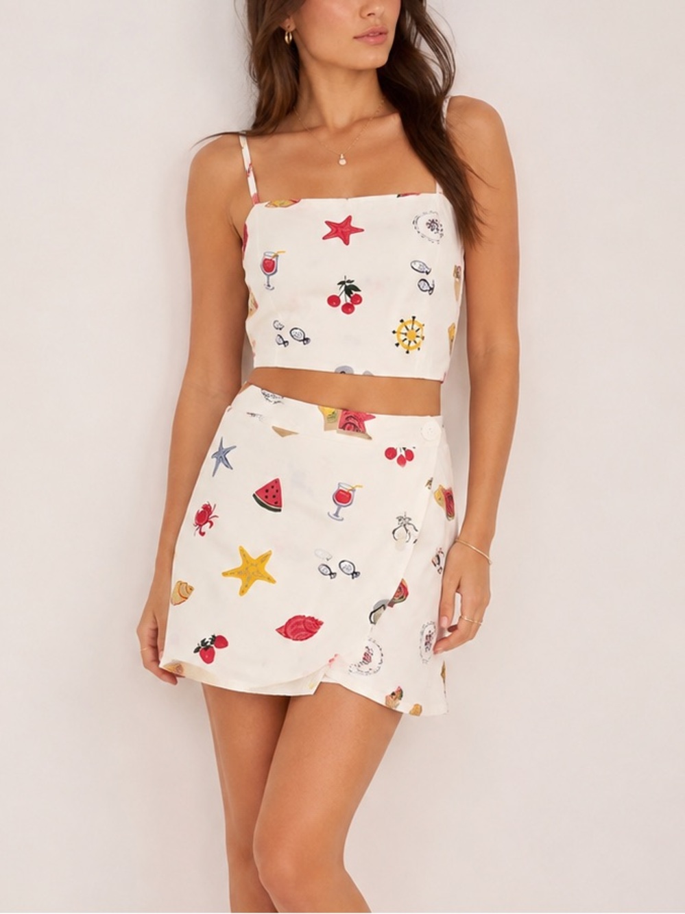 Midnight Sky Summer Linen Blend Two Piece Set Skirt & Crop top M